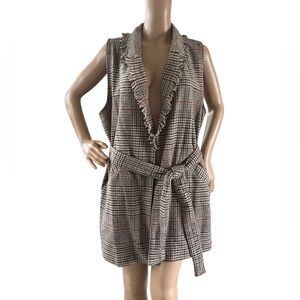 Democracy Vest Houndstooth Print Belted